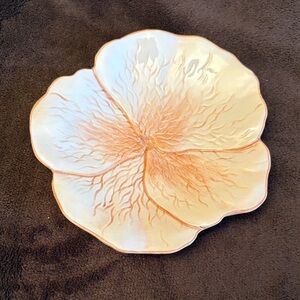 Vtg Made in Italy Floral Ceramic Plate in Cream and peach colors.
